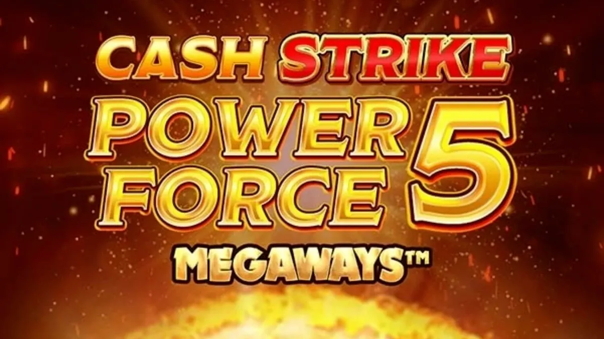 Tampilan visual retro dari slot Cash Strike Power Force 5 Megaways dengan simbol buah klasik.